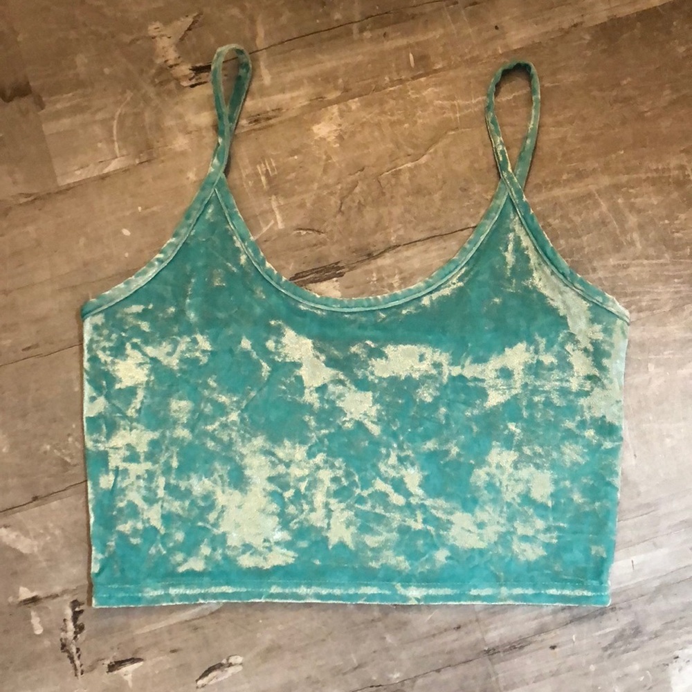 Top Shop Blue Crushed Velvet Tank